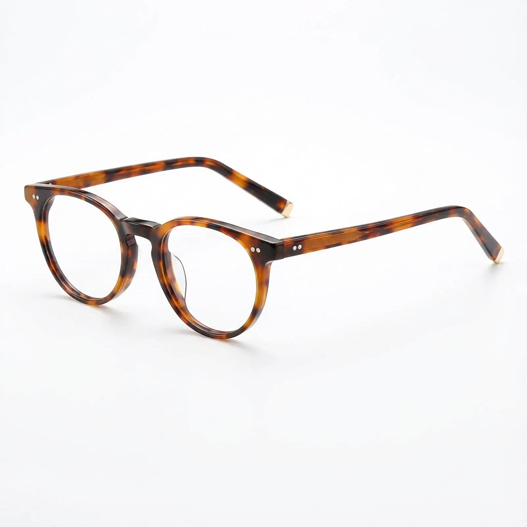 Tortoiseshell eyeglasses on a white background
