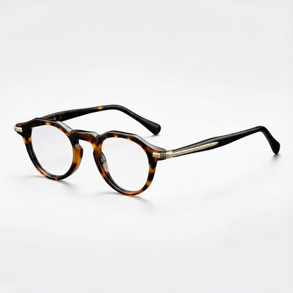 Tortoiseshell eyeglasses on a white background