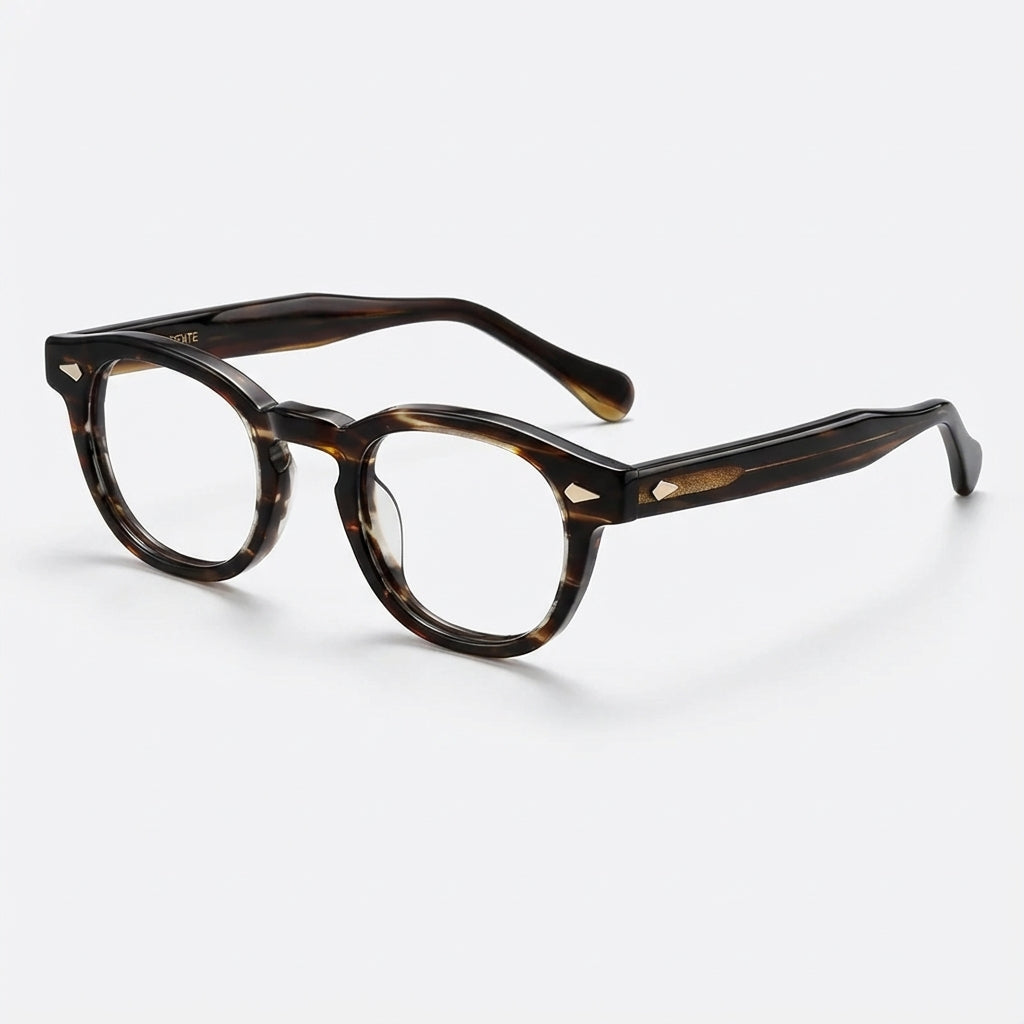 Tortoiseshell eyeglasses on a white background
