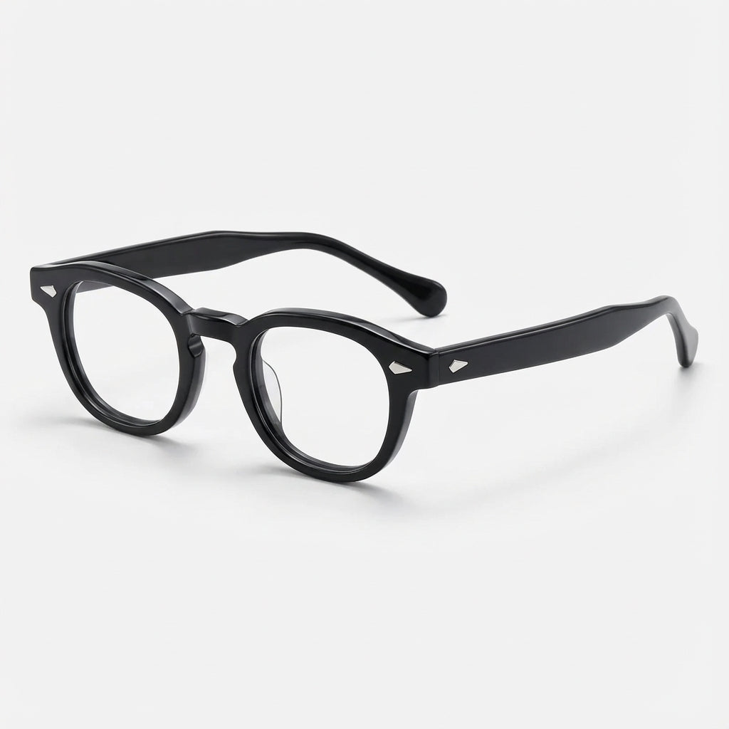 Black eyeglasses on a white background